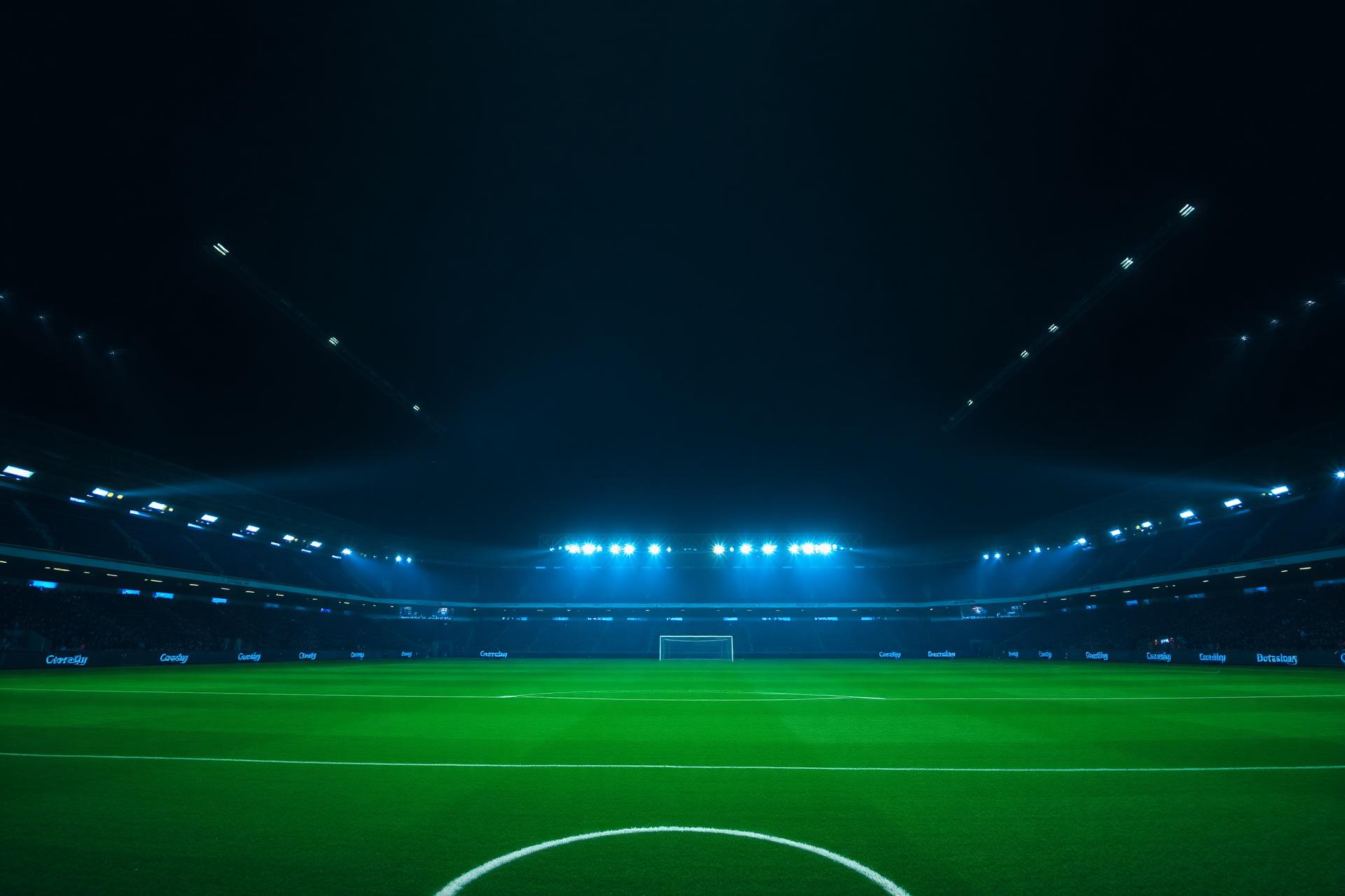 Floodlit stadium at night